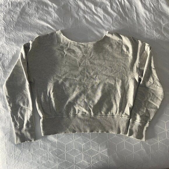 Maeve Anthropologie Ligonier Terry Sweatshirt Distressed Gray Beige Size L - Picture 3 of 7